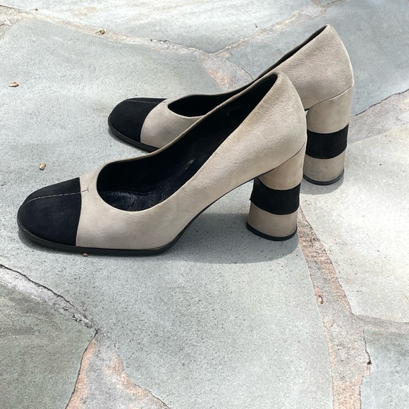 Prada Two Tone Buff and Black Suede Shoes - Picture 4 of 11